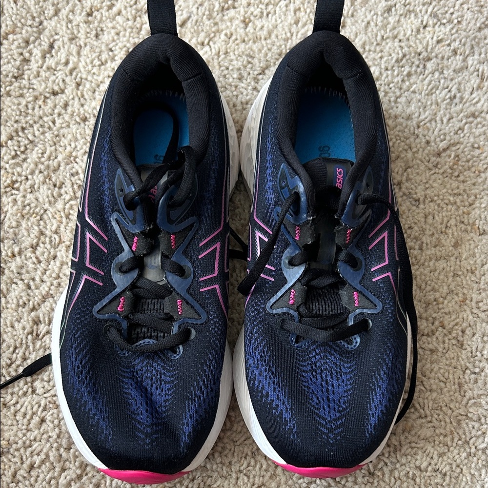 Asics Black and Pink Athletic Shoes